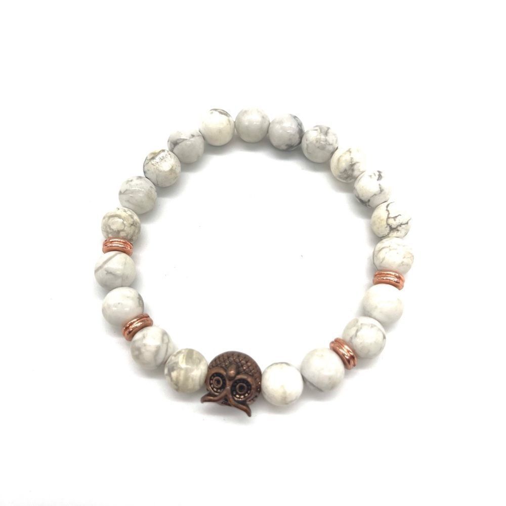 Agate with Rose Gold Accent, stretch bracelet